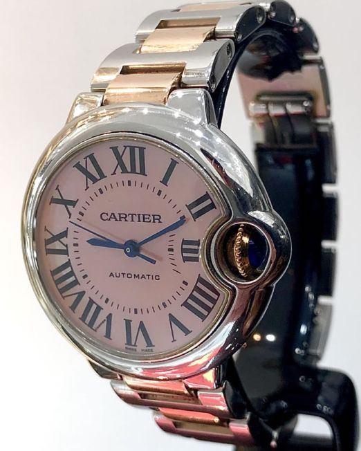 Cartier Ballon Bleu. Oro Rosa 18 ct y Acero. Esfera madreperla rosa. Dama