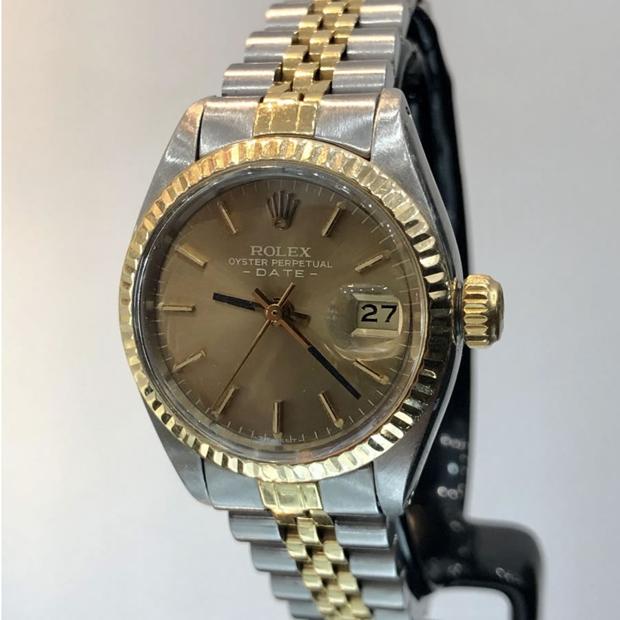 metálico ajedrez Prima Rolex Oyster Perpetual Date. Acero y Oro 18 ct. Dama – AG Fixing Time